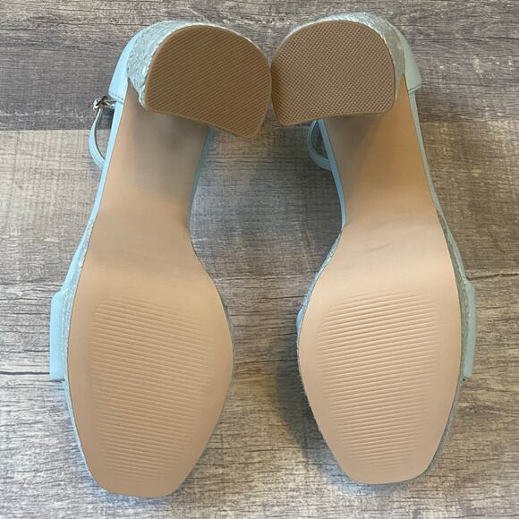 Madden Girl Omega Blue Faux Leather Platform Sandal Ankle Strap Heels NWOT - Picture 11 of 11